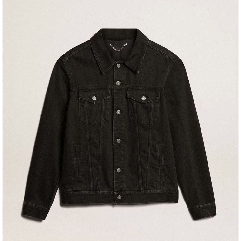 AUTHENTIC Golden Goose Mens Black One Wash Denim Jacket